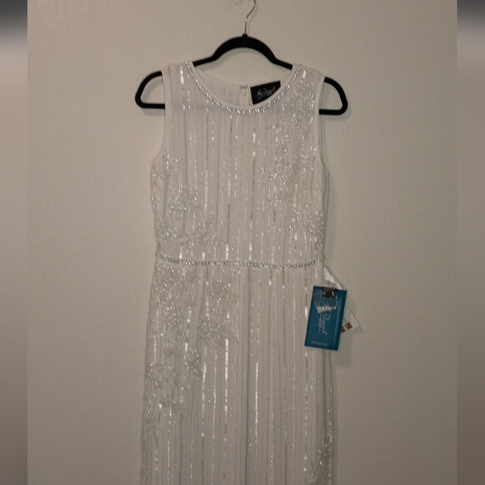 Mac Duggal Ivory Sequin Embellished Midi Dress - Picture 6 of 14